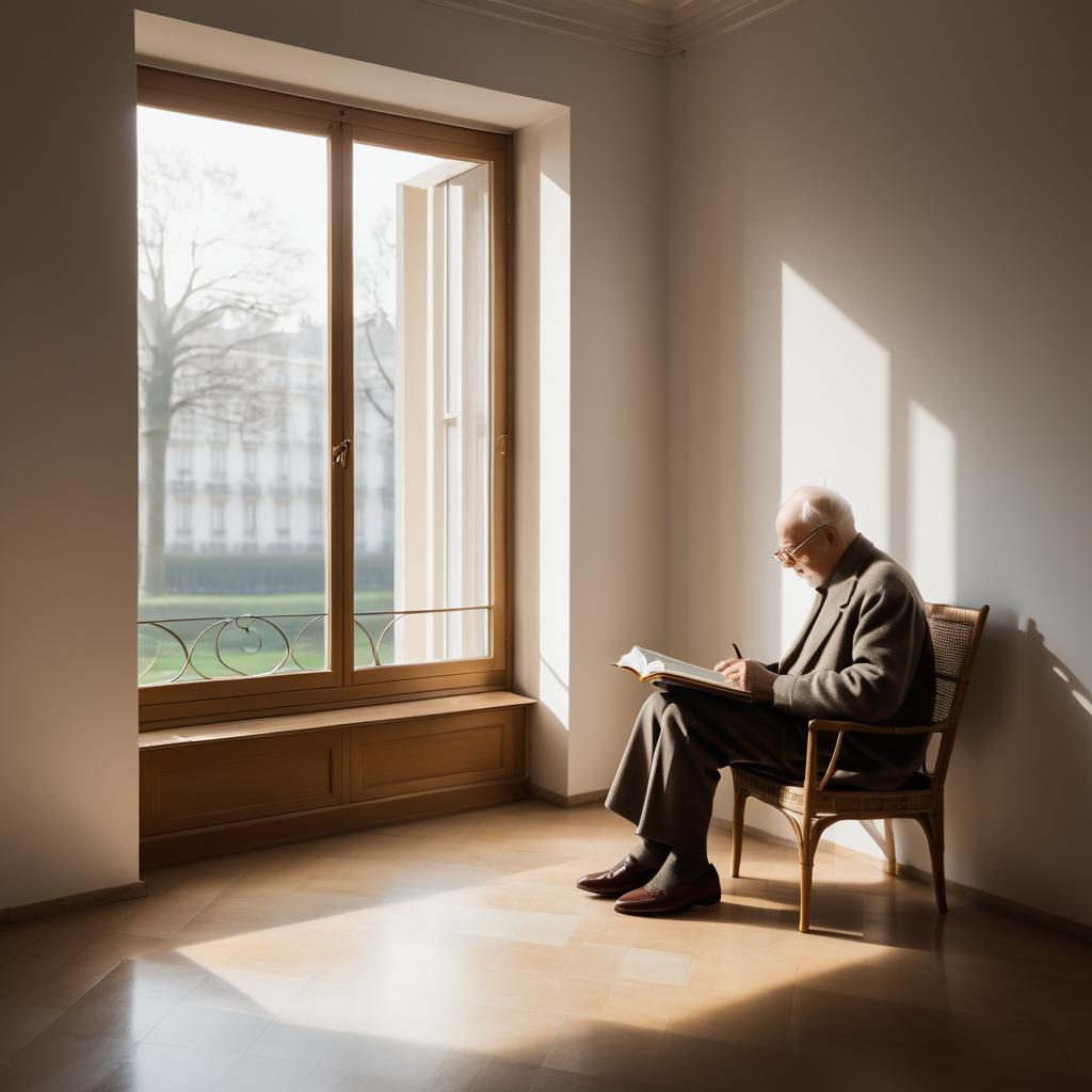 Timeless Serenity: Elderly Man Reading