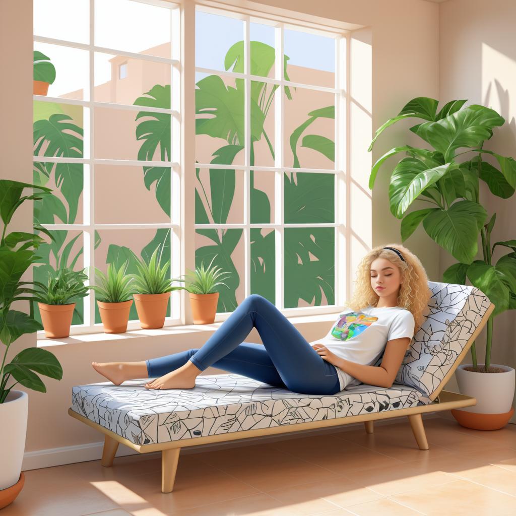 Relaxed Teenage Girl on Chaise Lounge