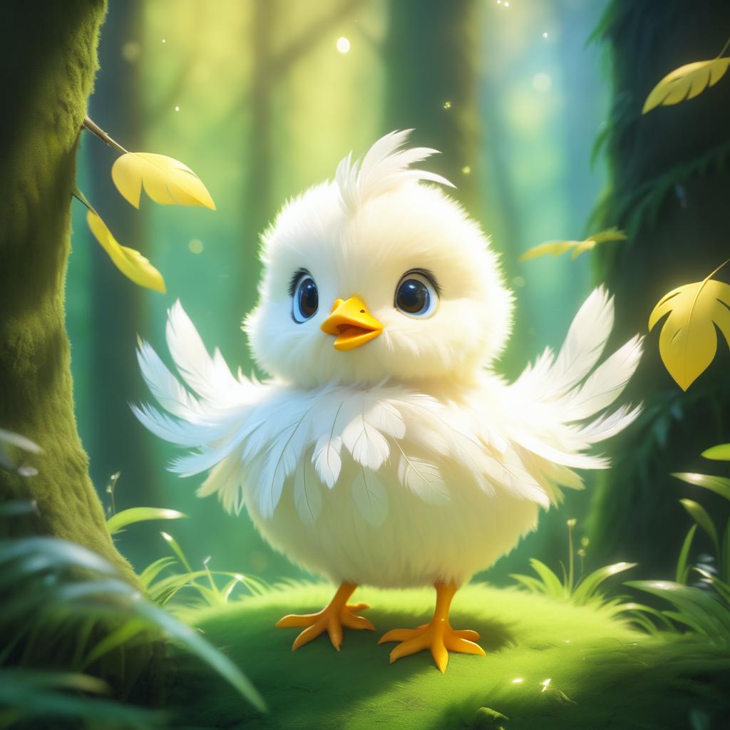 Charming Baby Chick in Fantasy Forest