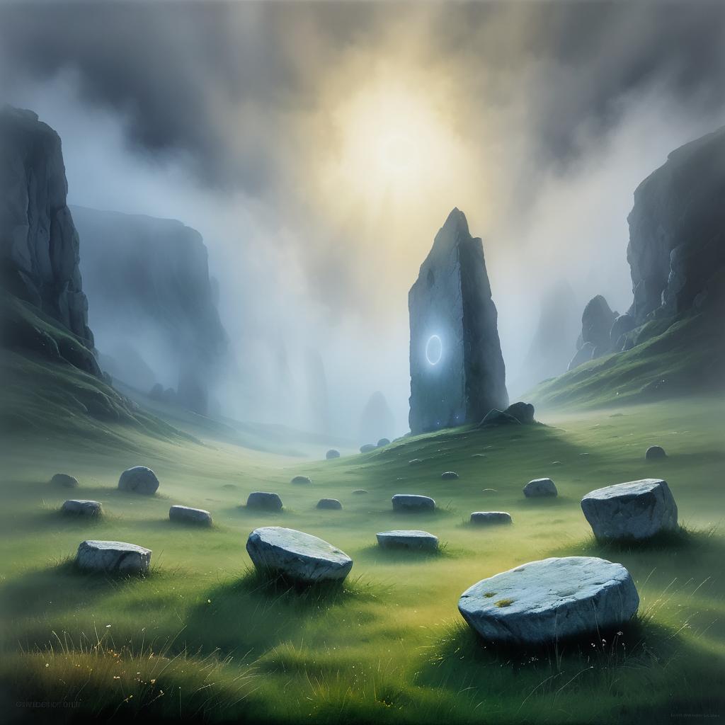 Mystical Stone Circle in Misty Meadow