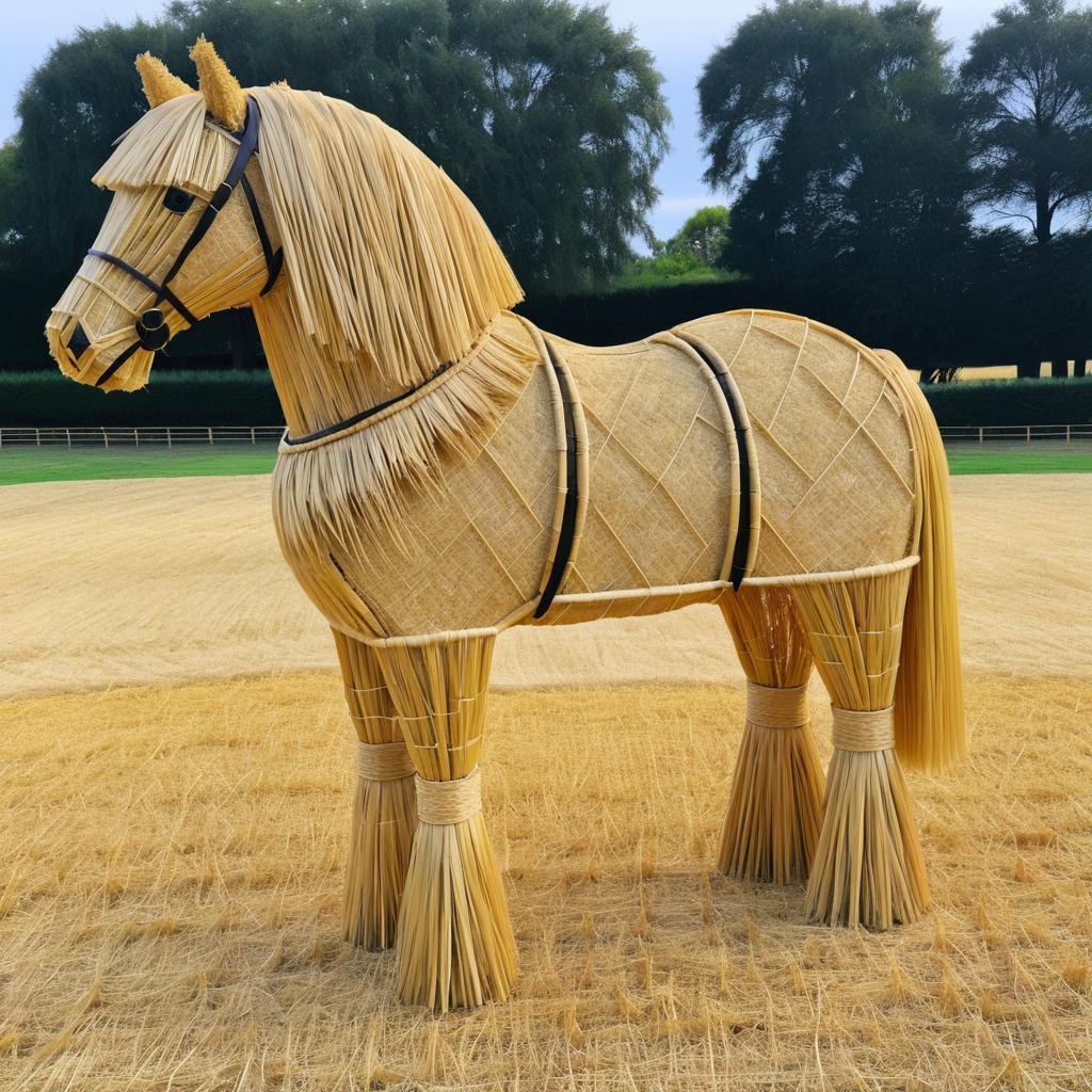 Whimsical Straw Horse Creation