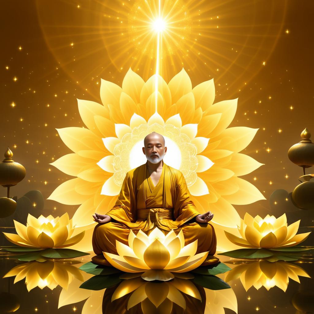 Celestial Monk on Golden Lotus Flower