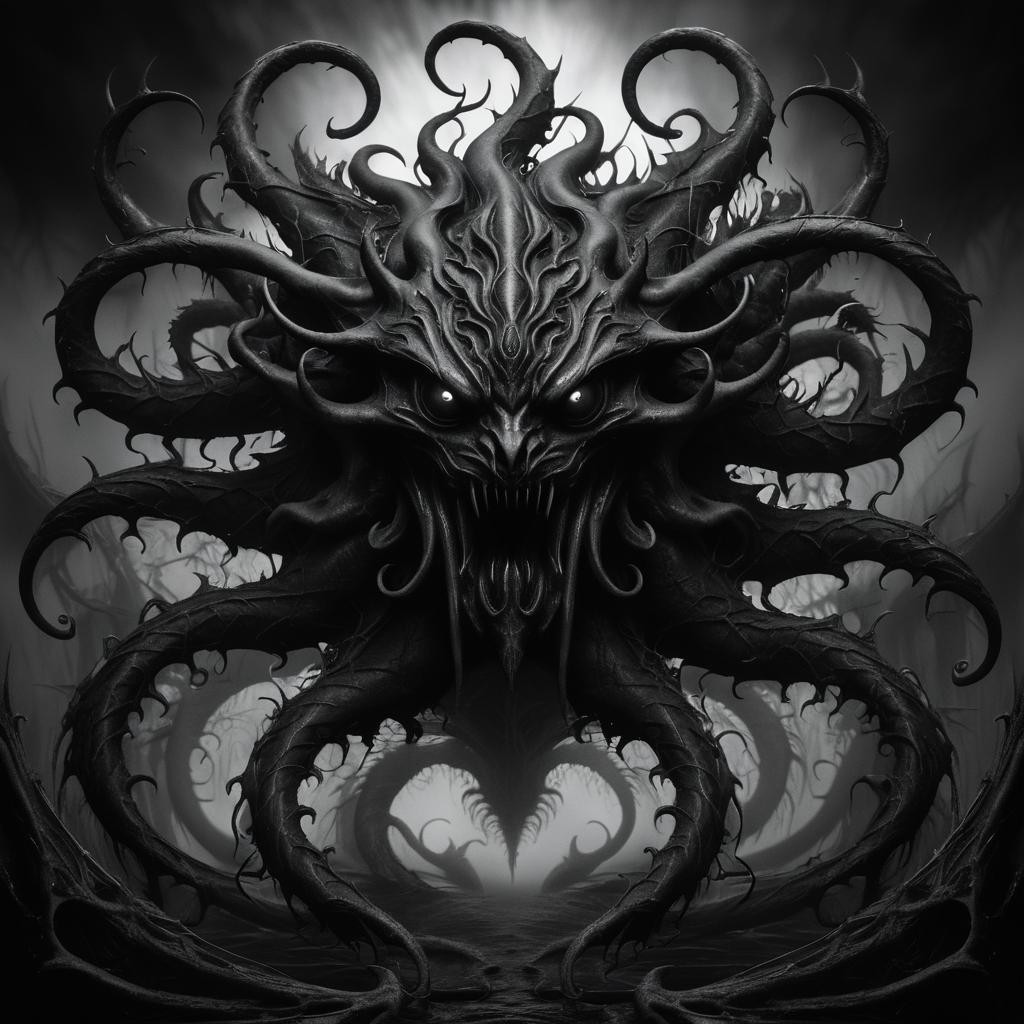 Grotesque Beast in Haunting Black and White