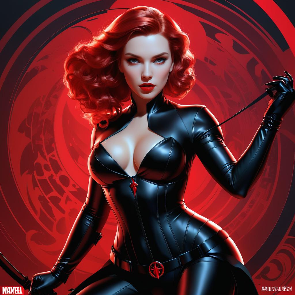 Elegant Portrait of Scarlett Johansson as Black Widow