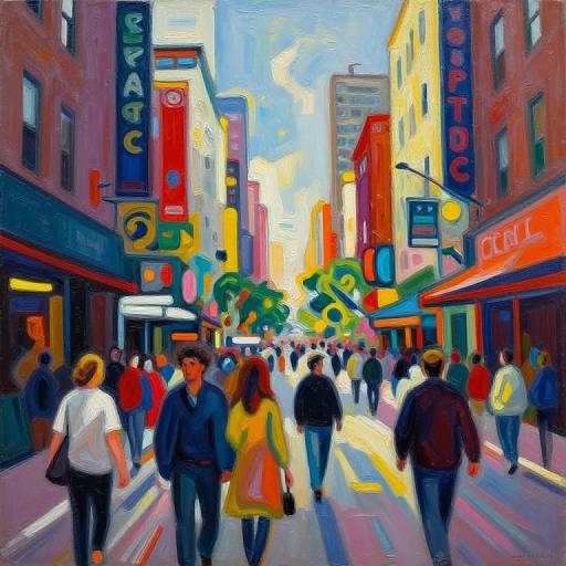 Vibrant Expressionist City Street