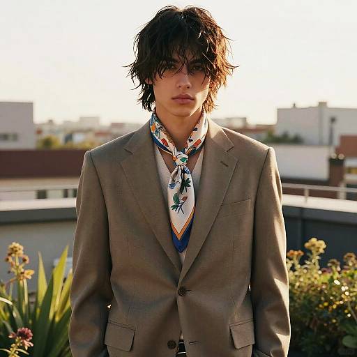 Shaggy Fringe Androgynous Rooftop Fashion Portrait
