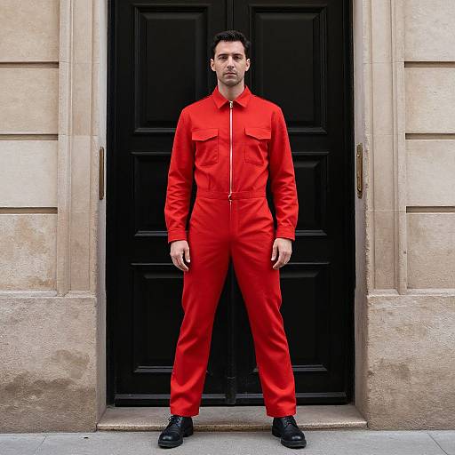 Man in Red Jumpsuit Costume