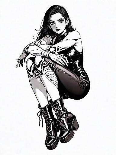 Edgy Woman in Skeletal Print Jumpsuit