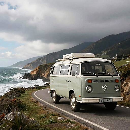 Vintage Hymer Camper Coastal Road Trip