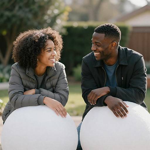 Joyful Couple in a Sunny Garden