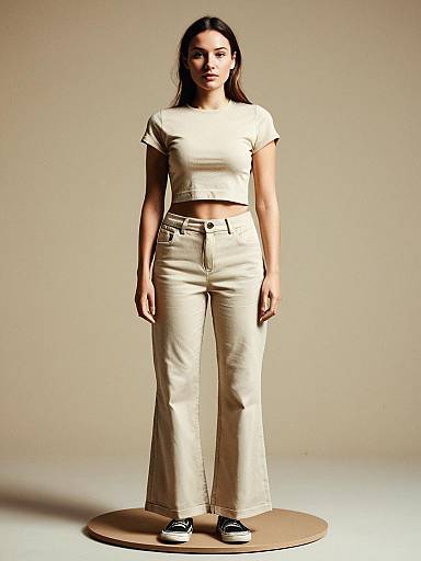 Woman in Beige Cropped Top Outfit