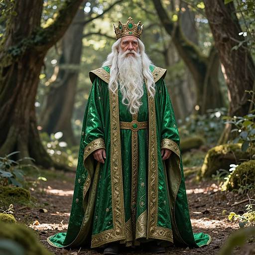 Regal Wise Man in Enchanted Forest