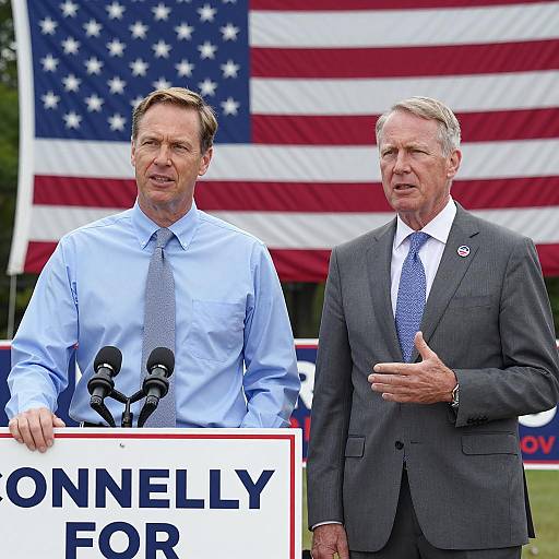 Political Rally with Two Men and Flag