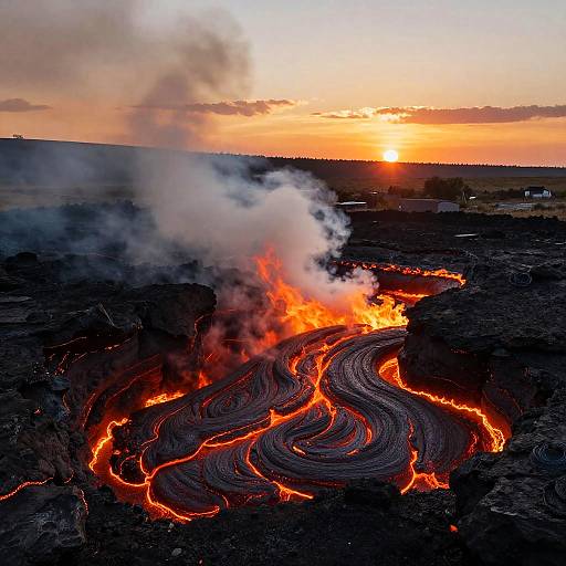 Dramatic Molten Lava Volcano Landscape