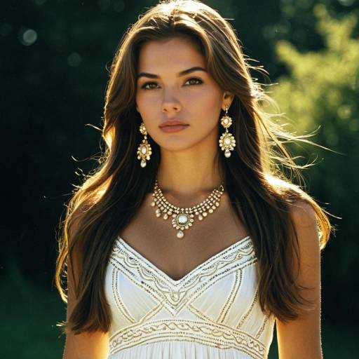 Radiant Sun Goddess in Elegant Dress