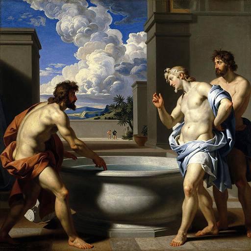 Caravaggio-Style Dramatic Sunlit Courtyard