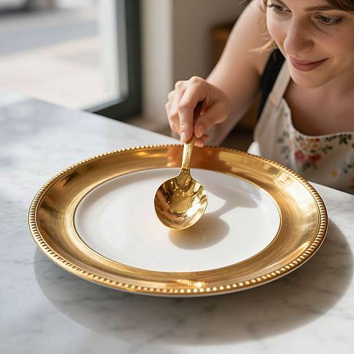 Artisanal Bakery Gold-Rimmed Plate