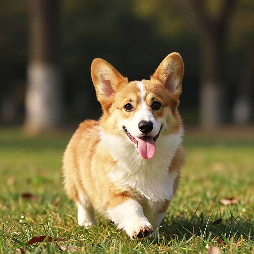 Playful Pembroke Welsh Corgi Puppy in Park
