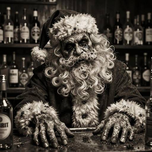Creepy Drunk Santa in Bar