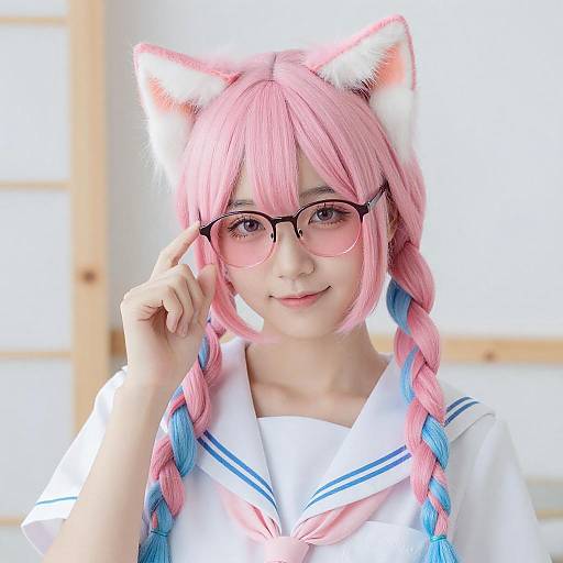 Portrait of Pink-Haired Person in Sailor Uniform