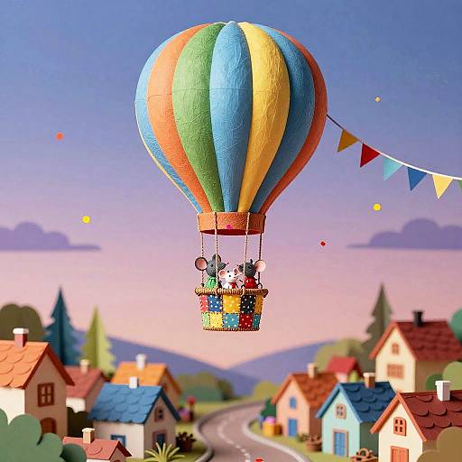 Whimsical Mouse Balloon Adventure