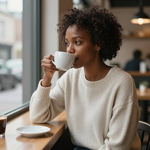 Candid Portrait of a Cozy Café Moment