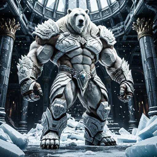 Muscular Polar Bear Warrior in Bone Armor