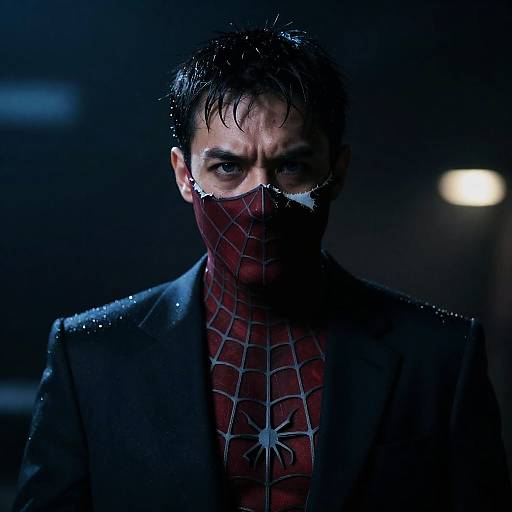 Mysterious Figure in Dark Spiderweb Suit