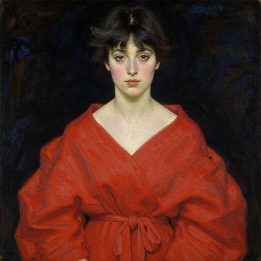Woman in Red Oil Painting