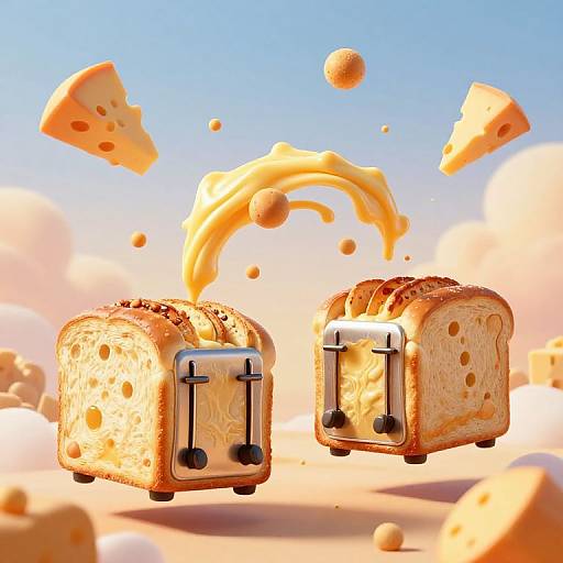 Whimsical Dreamscape with Floating Toasters