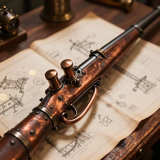 Steampunk Fantasy Rifle Close-Up