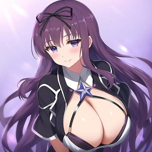 Illustration of Murasaki (senran kagura), senran kagura in the style of Nedia (nedia region)