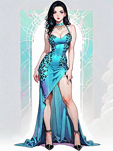 Full-Body Evening Leopard Print Woman