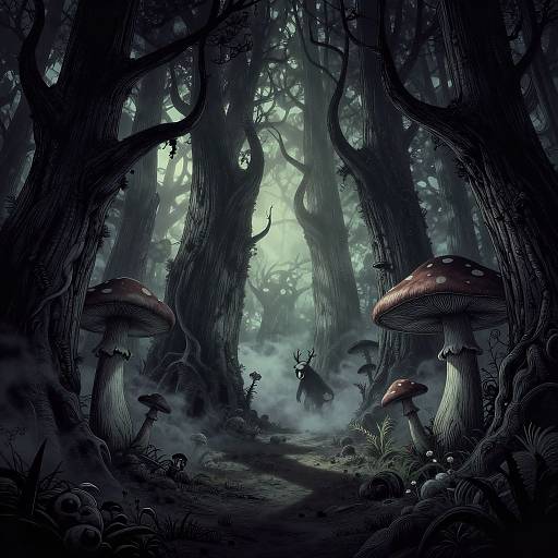 Gothic Whimsical Forest in Tim Burton Style