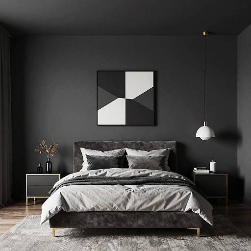 Contemporary Black Ceiling Bedroom Design