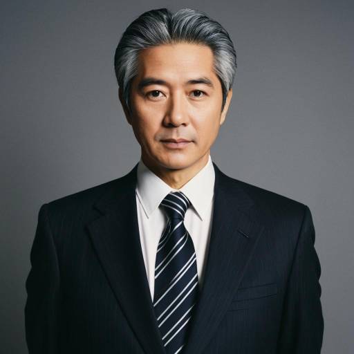 Middle-Aged Japanese Businessman with Gray Hair