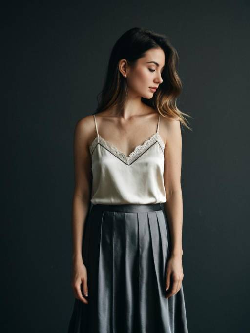Chic Woman in Elegant Silk Ensemble