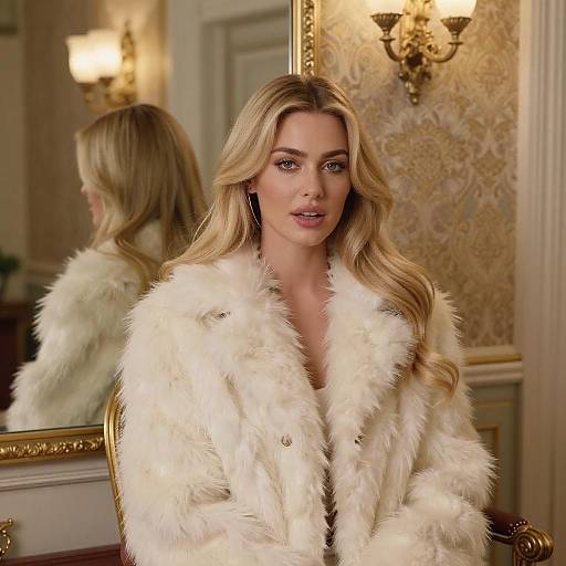 Blonde Woman in Vintage Fur Coat
