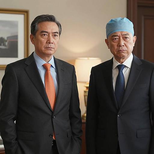 Two Middle-Aged Men in Suits Indoors