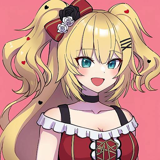 Illustration of Akai haato (gothic lolita), hololive in the style of Youko-shima