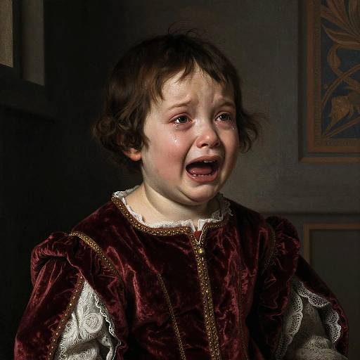 Renaissance Portrait of Crying Child