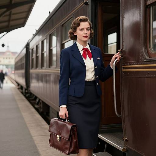1930s Vintage Train Stewardess Portrait
