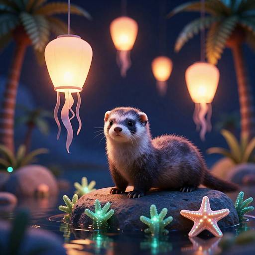Bioluminescent Alien Ferret on Mangrove Atoll