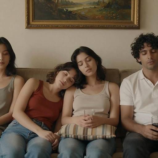 Cozy Living Room Portrait with Friends