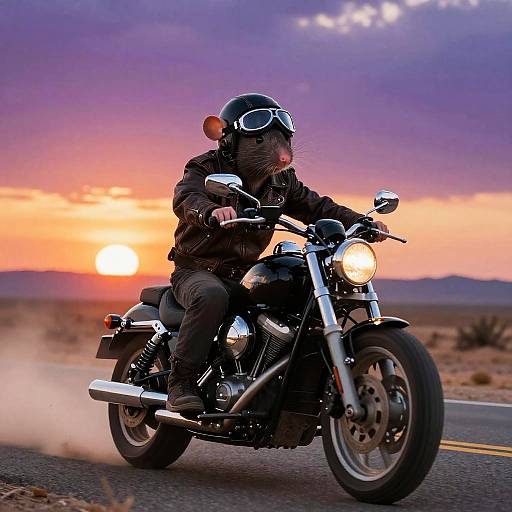 Biker Rat on Desert Motorcycle Ride