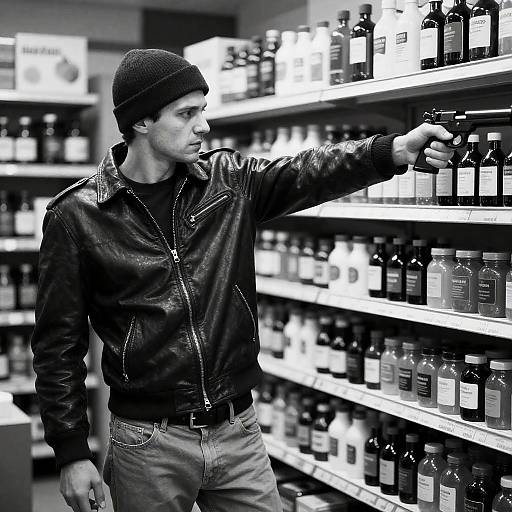 Dramatic Black-and-White Gun Scene