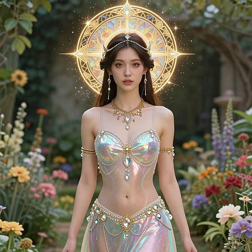 Techno-Fairy Goddess in Enchanted Garden