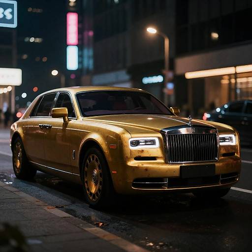 Rusty Gold Cyberpunk Luxury Sedan Night