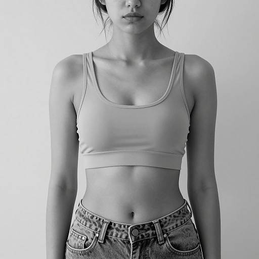 Realistic Monochrome Girl in Denim