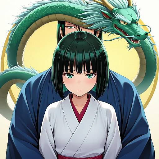Illustration of Haku (sen to chihiro no kamikakushi), sen to chihiro no kamikakushi in the style of Diisuke